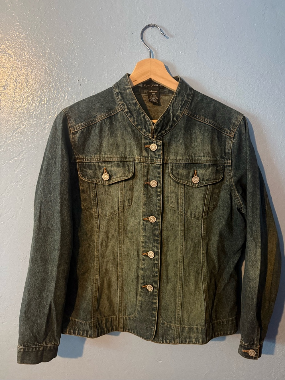 Vintage For Joseph 100% Cotton Denim Jacket Made in Hong Kong